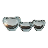 Blue Heart Vases by Per Lütken for Holmegaard, Denmark, Set of 3
