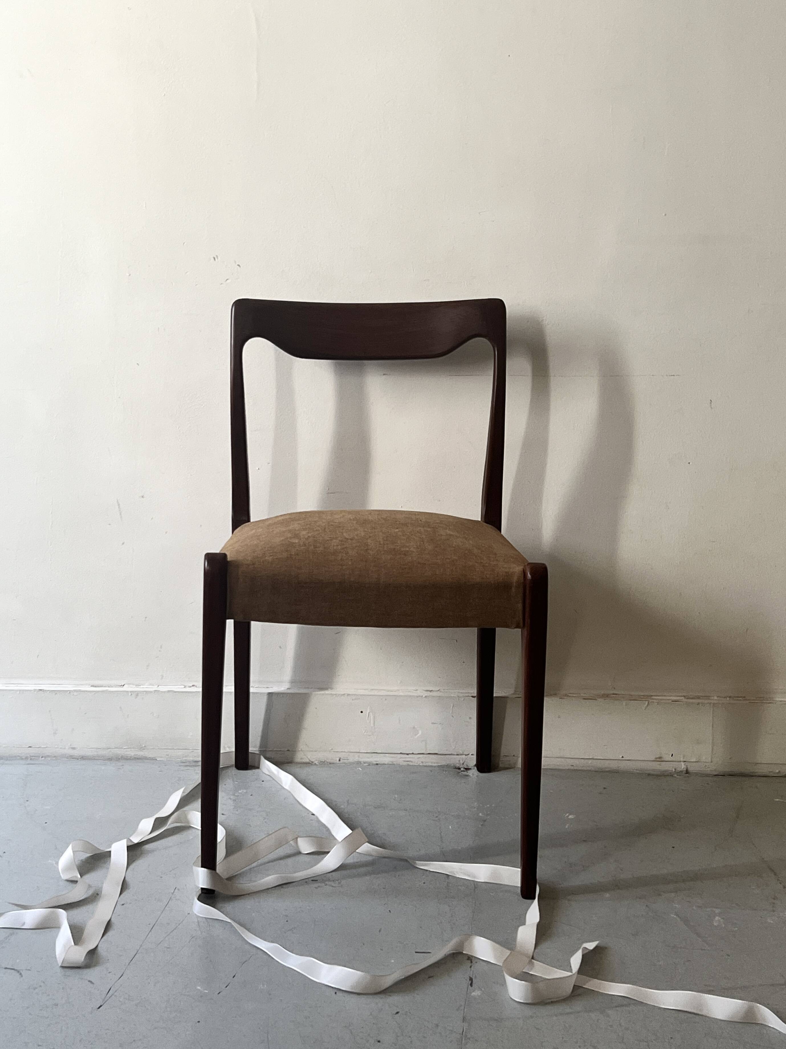 Scandinavian chair in teak & velvet by Niels Otto Moller, Denmark 1950