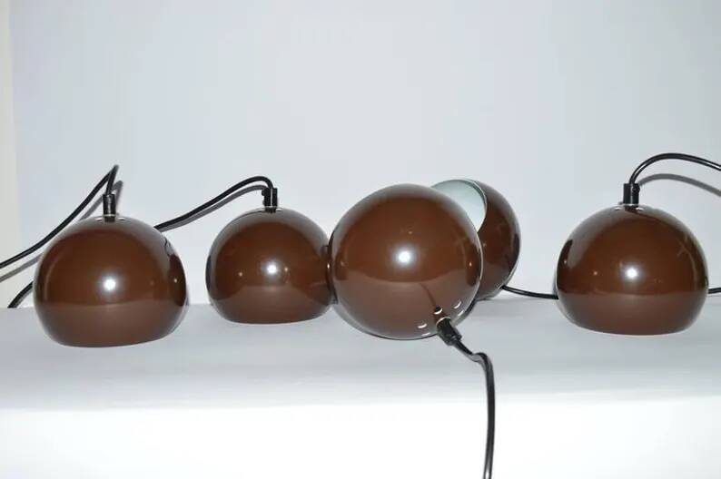 Set of 5 Mid-Century Design Ceiling Lamps Bubbles, E.S.Horn, Denmark, 1970s