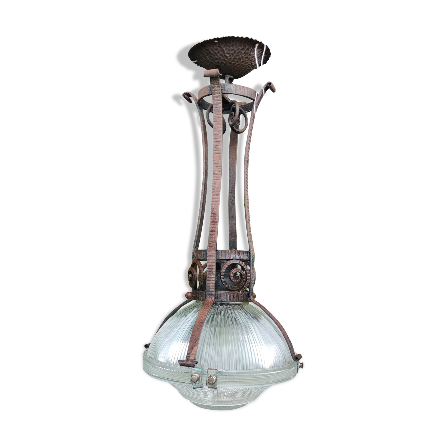 Lustre suspension holophane Art déco