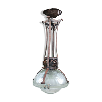 Art Deco holophane pendant chandelier