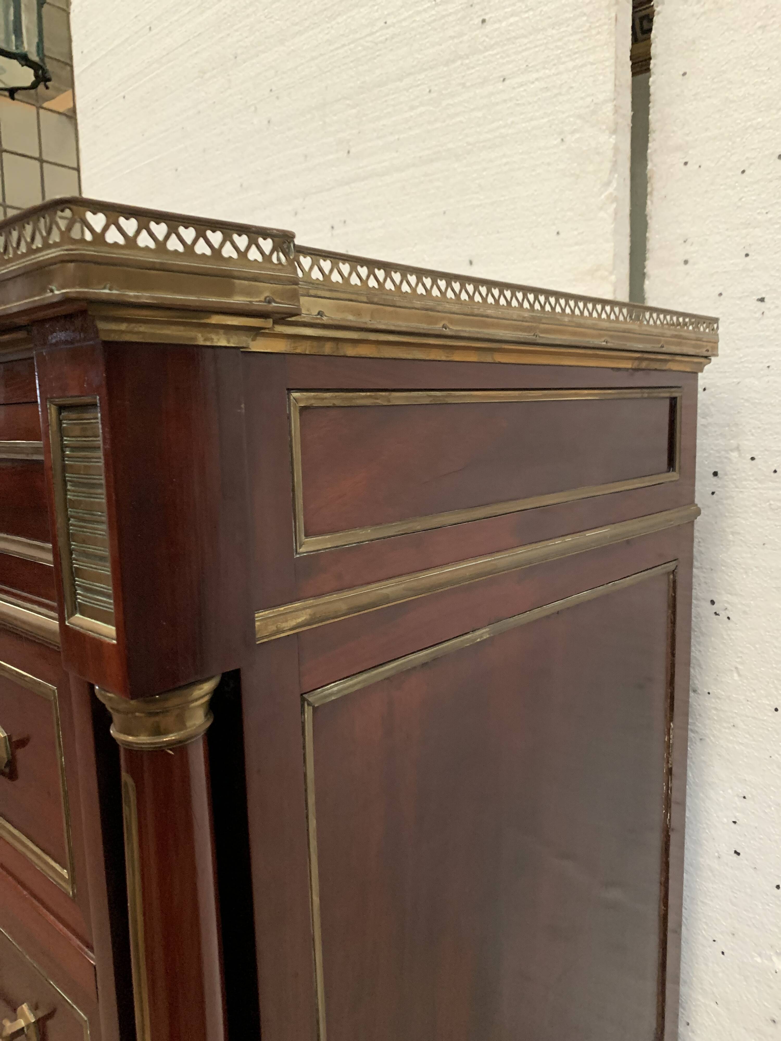 Semainier in trompe l'oeil Safe furniture of Napoleon III style Mahogany XX century