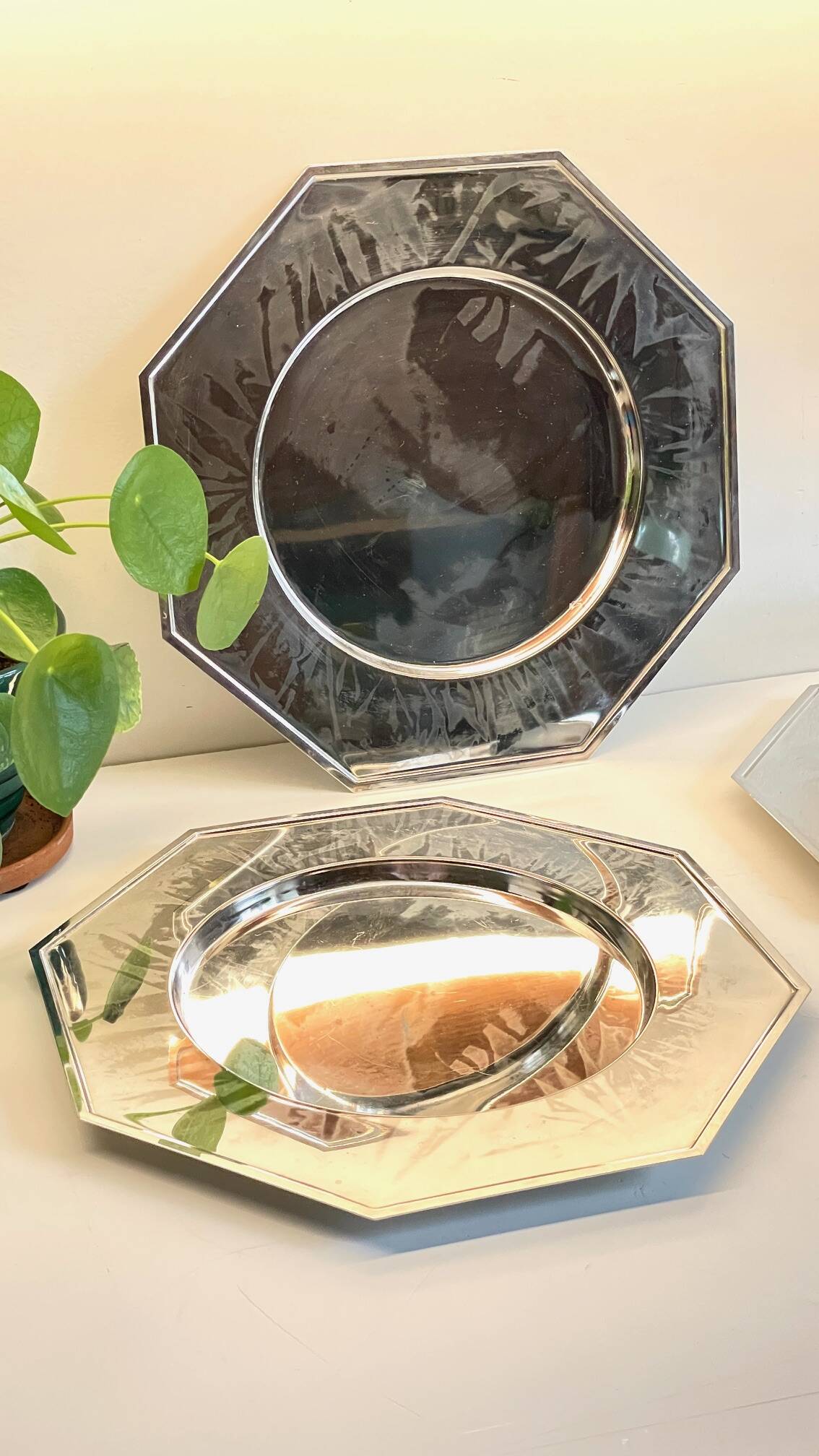6 Vintage Silver-Plated Metal Plates and Dishes