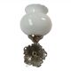 Applique formant un poisson, métal argenté, globe en verre opaque, opaline blanche, décoration