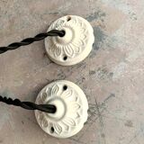 Pair of suspensions bistrot 1920 opaline indus