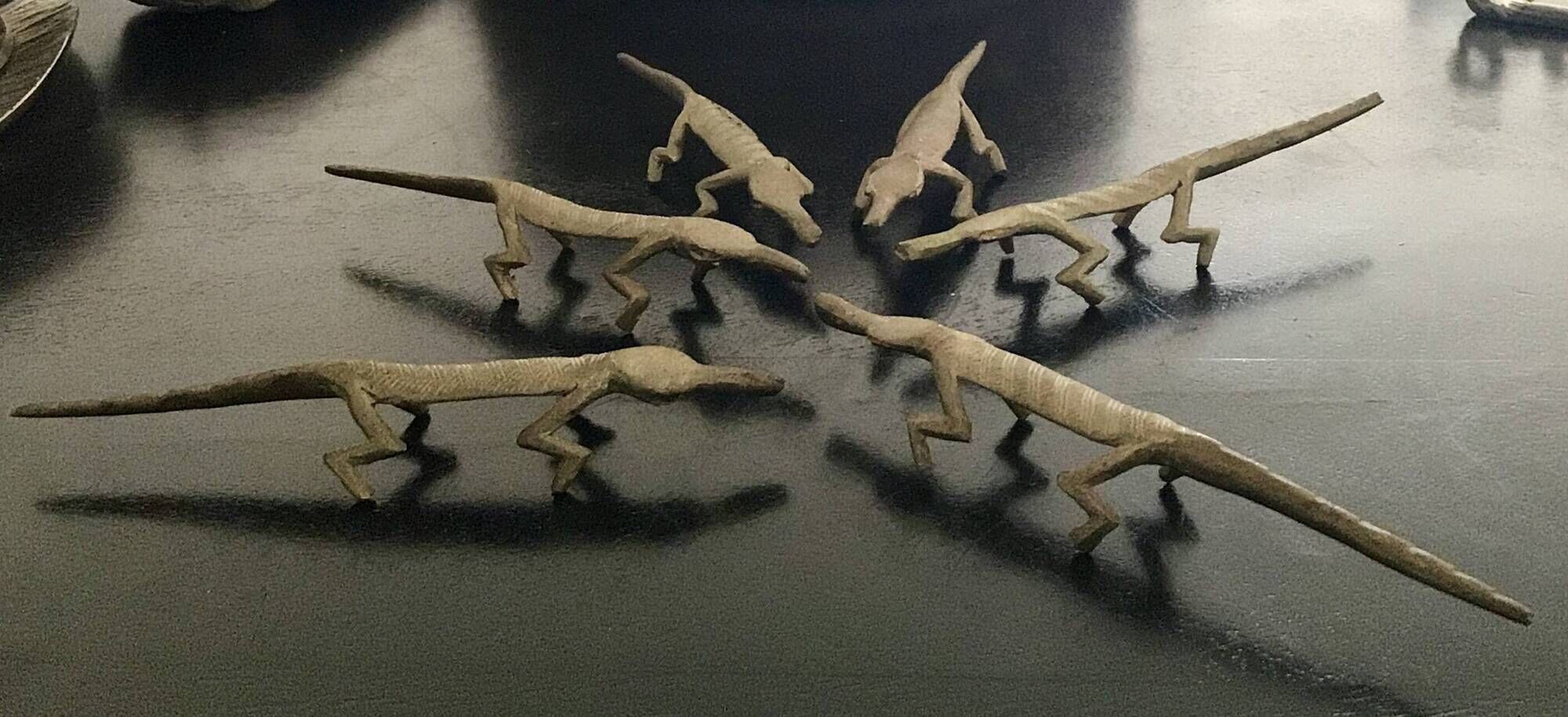 6 porte-couteau crocodile en laiton
