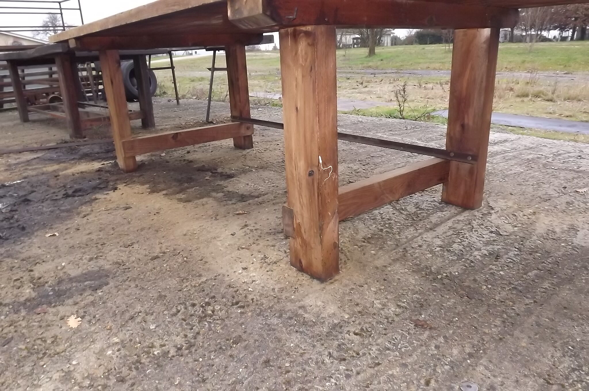 Garage established old pine table