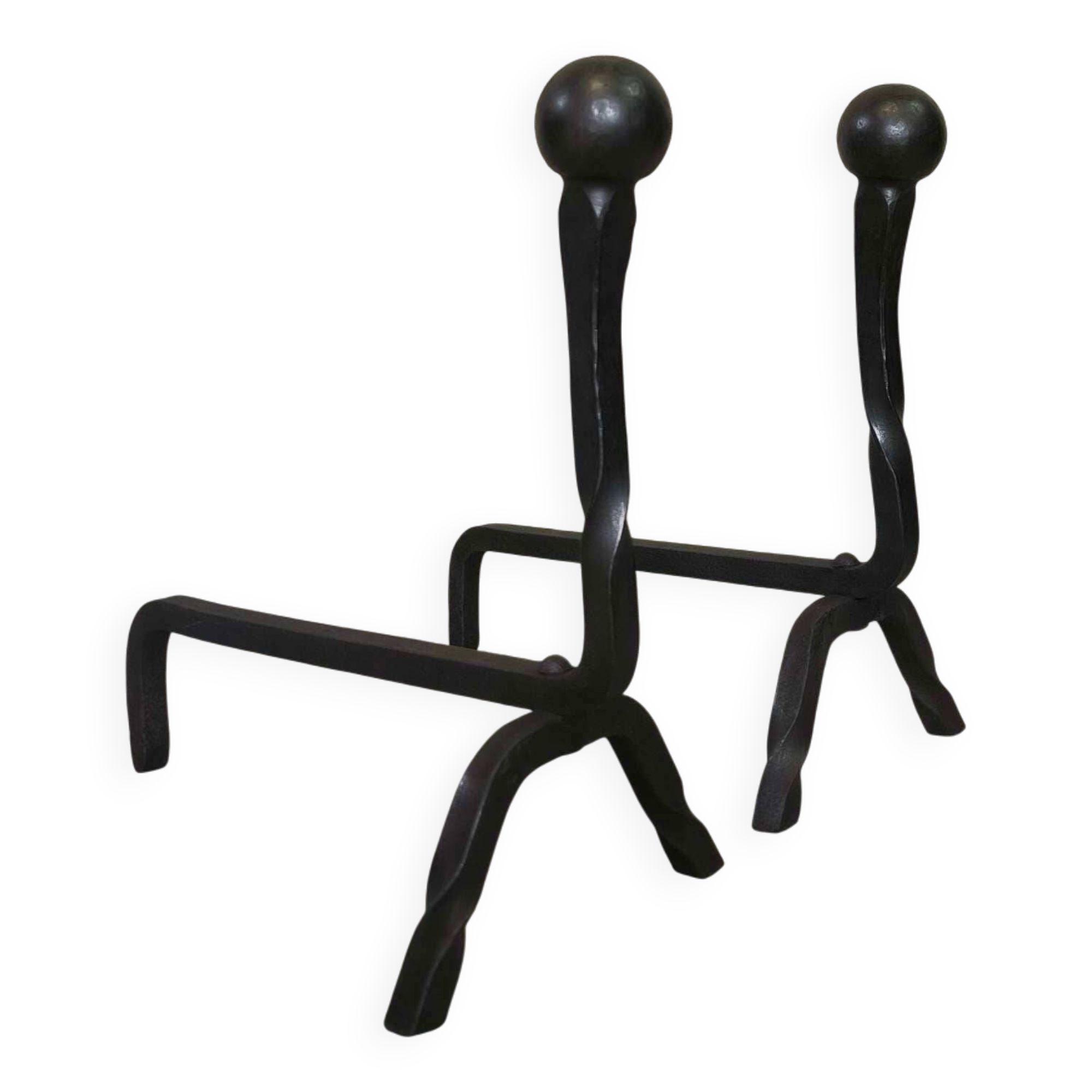 Brutalist pair of andirons