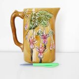 1900 earthenware pitcher with pink flowers