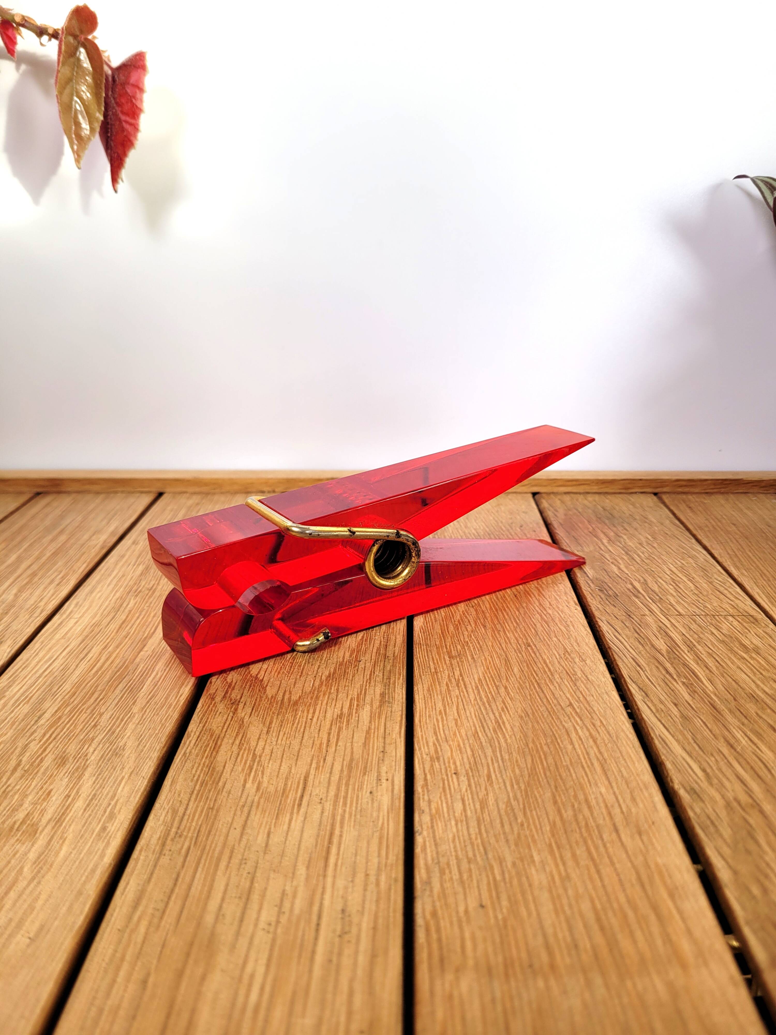 Vintage mail clip red paperweight
