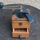 Peugeot Freres coffee grinder in wood and vintage blue metal
