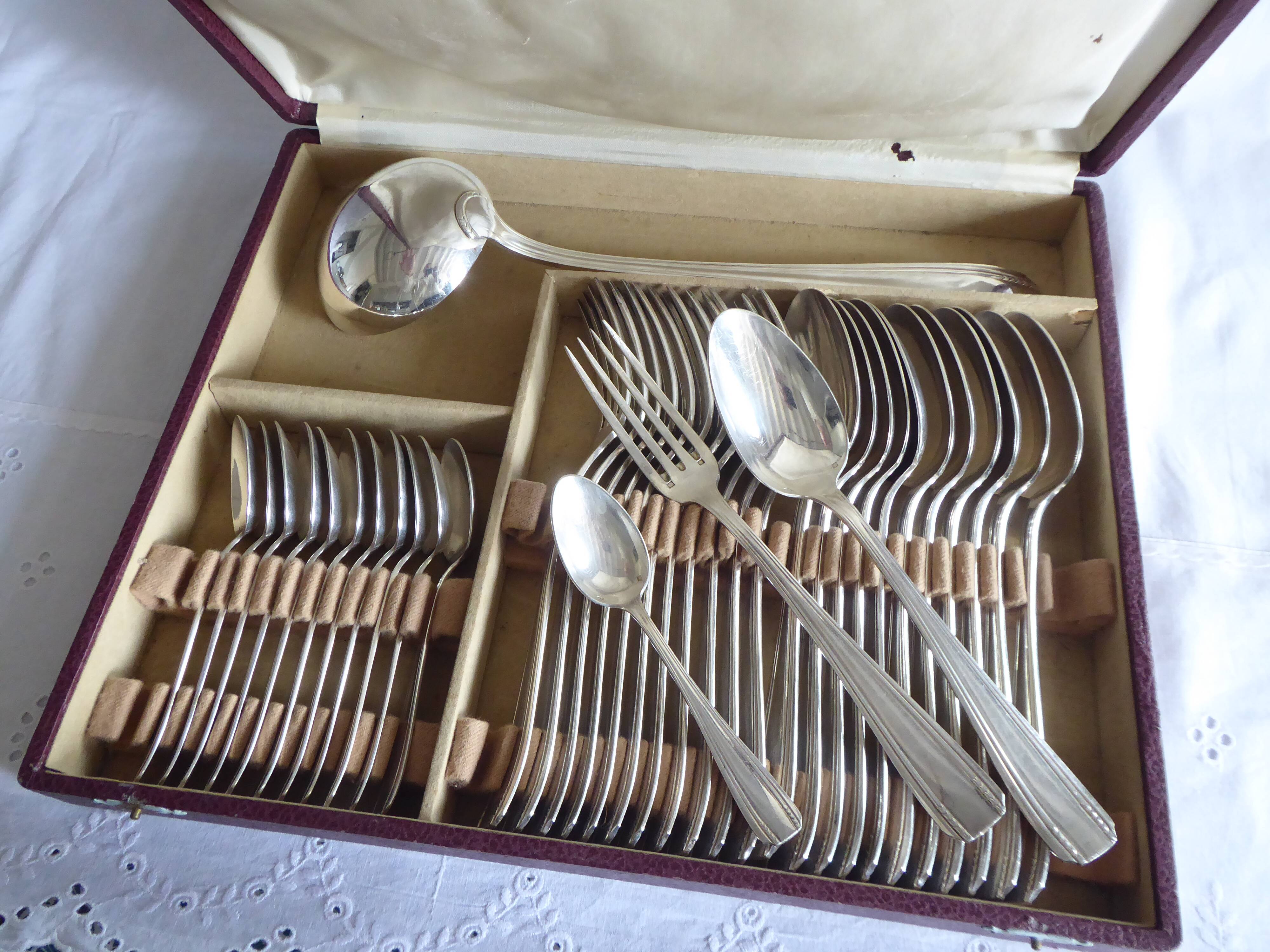 Orbrille JB silver metal cutlery set 37 pieces