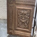 Porte de placard, panneau décoratif en bois coupé de fruit sculpté ancien