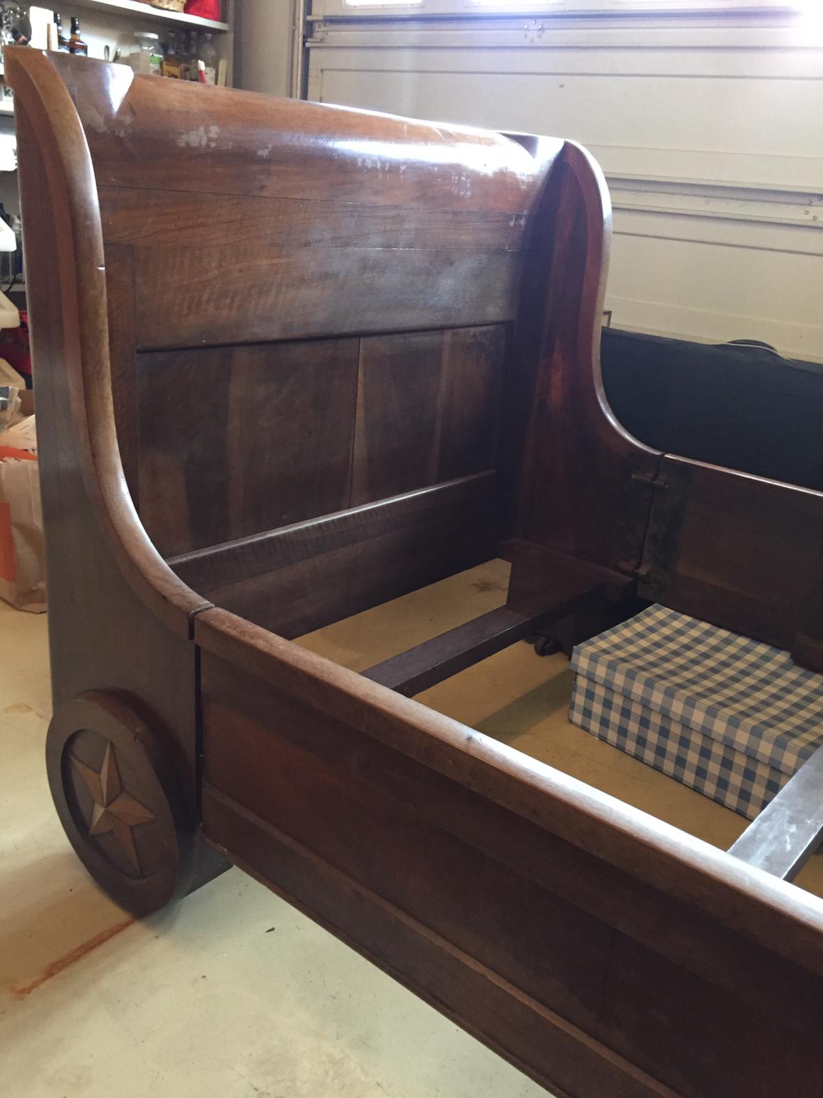 Old solid mahogany boat bed