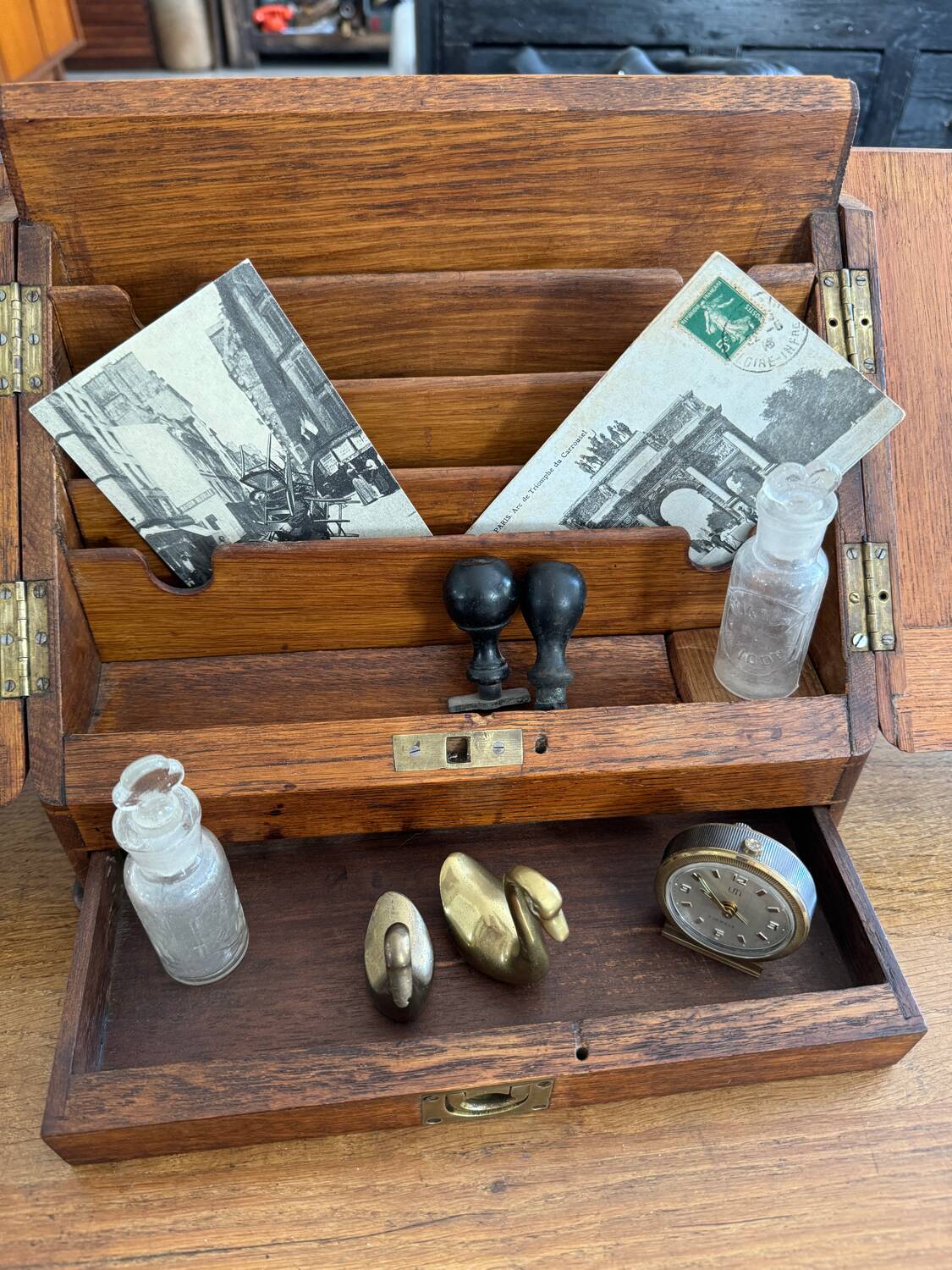 Small wooden mail storage unit
