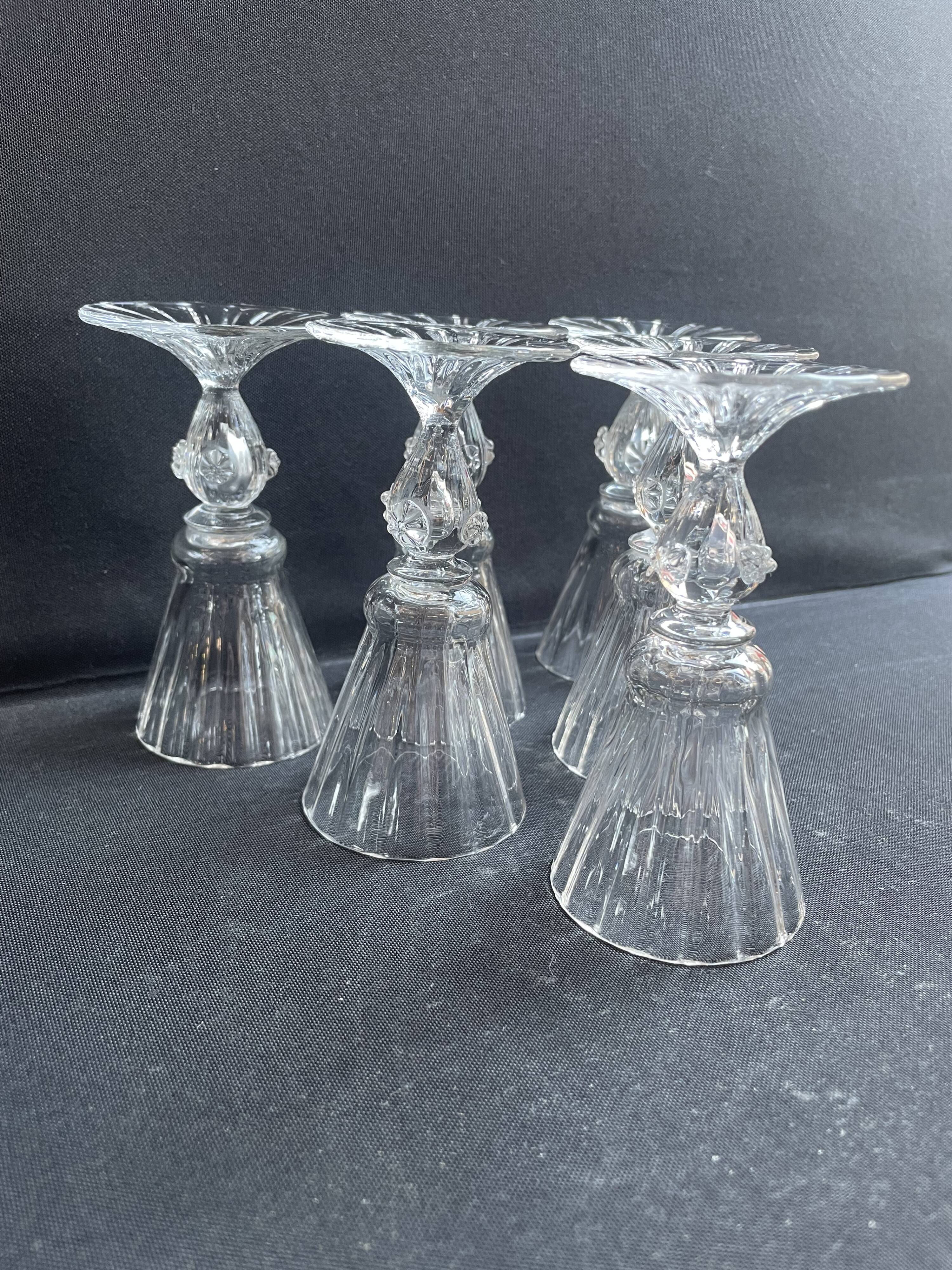 6 Daum Florentine service glasses – late 19th century