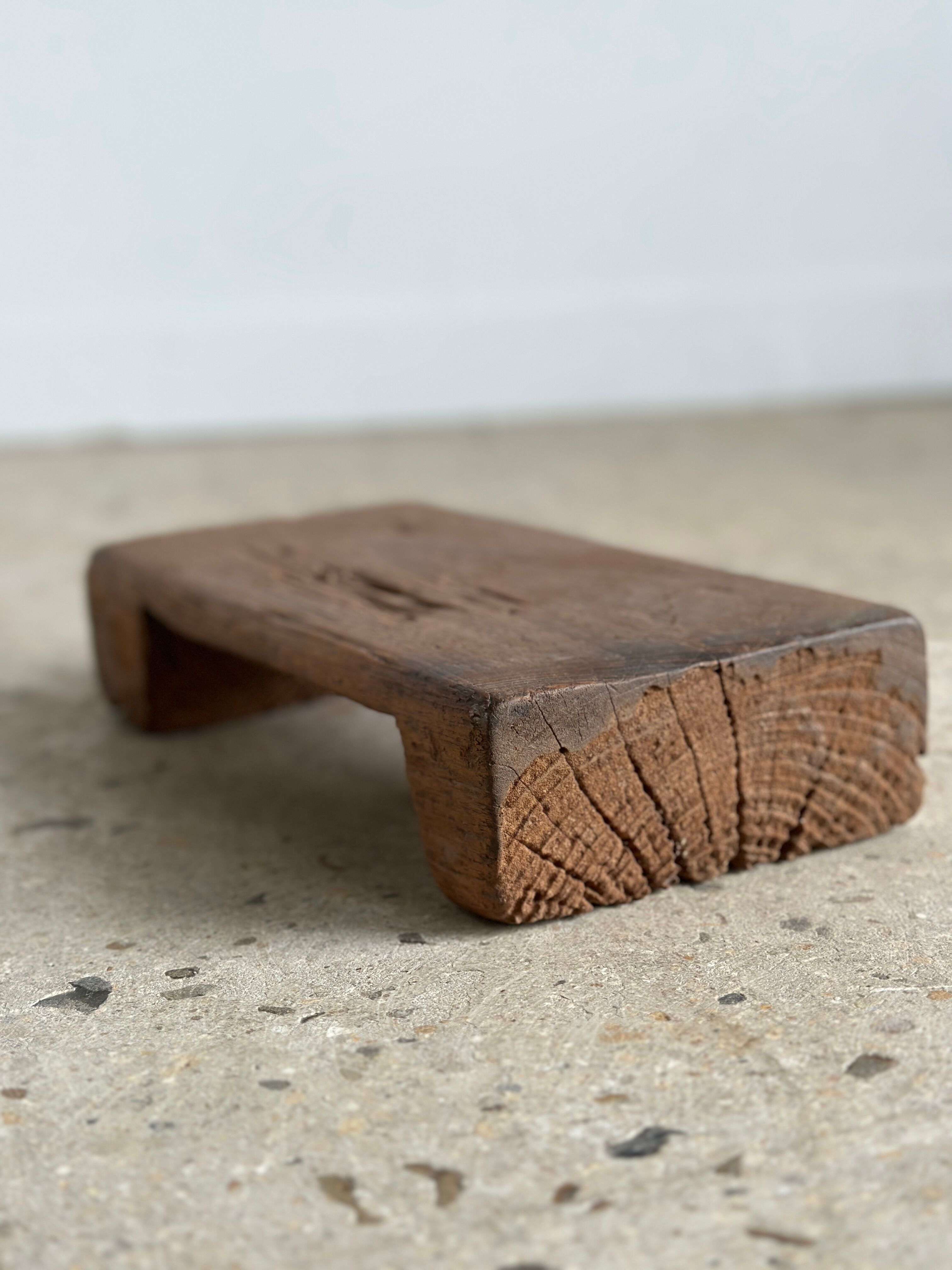 Mini Asian teak side stool blonde