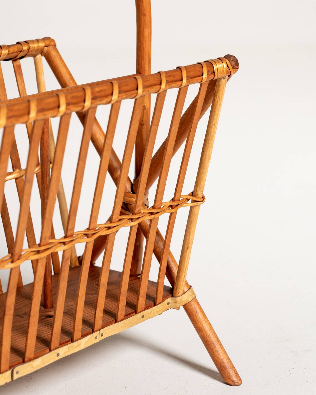 Bamboo and rattan magazine rack, Scandinavia, 1960s