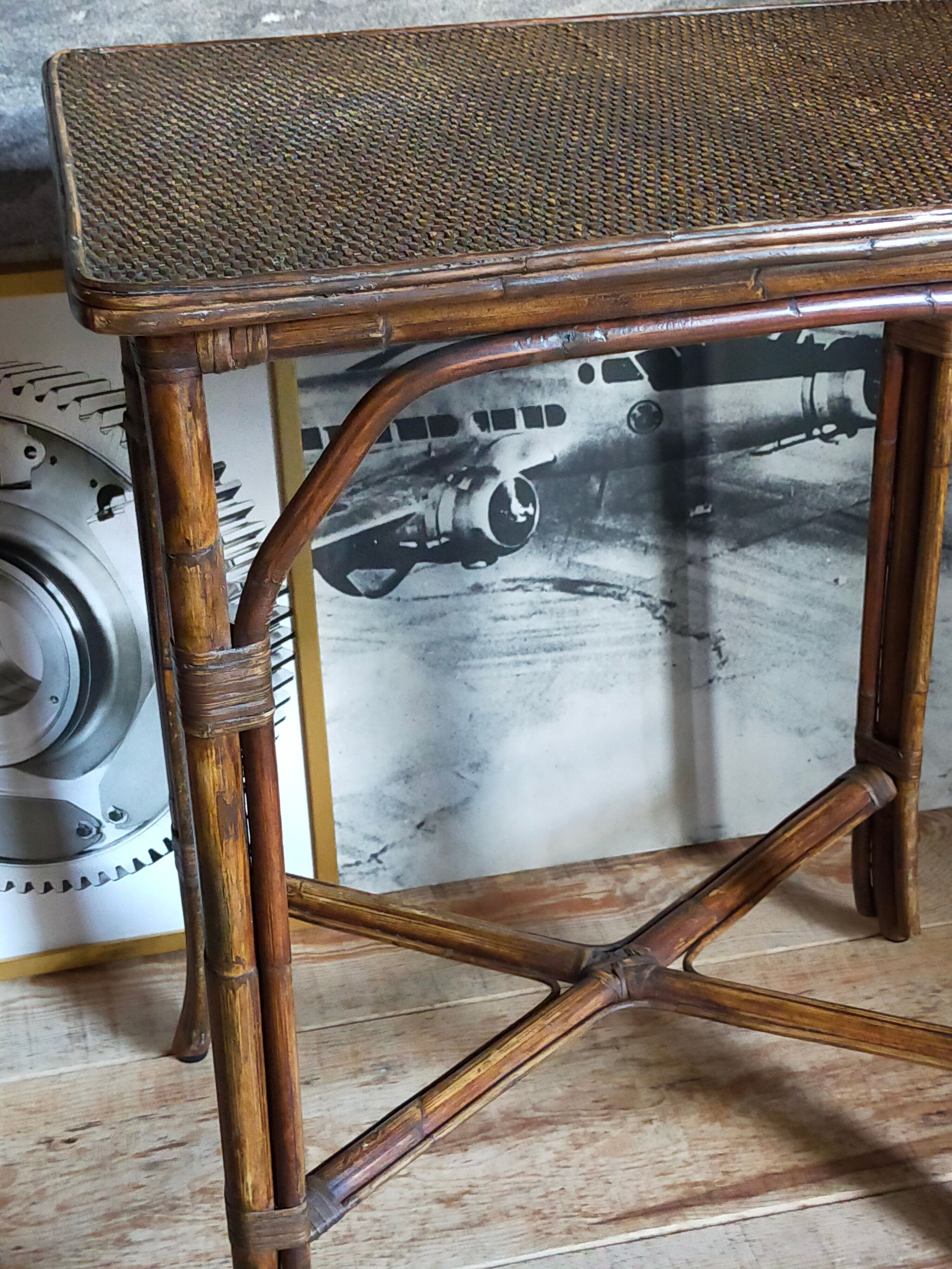 Side service table in old rattan