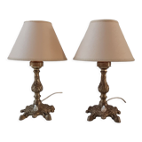 Paire de lampes en laiton années 30-40