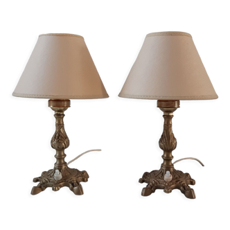 Paire de lampes en laiton années 30-40