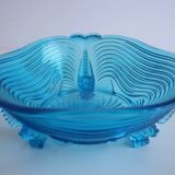 Rare Art Deco Glass Josef Inwald With Fish Feet Bowl-Gorgeous Rich Blue