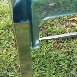 Table d’appoint vintage en plexiglas bleu et acier – Marc Berthier pour Prisunic