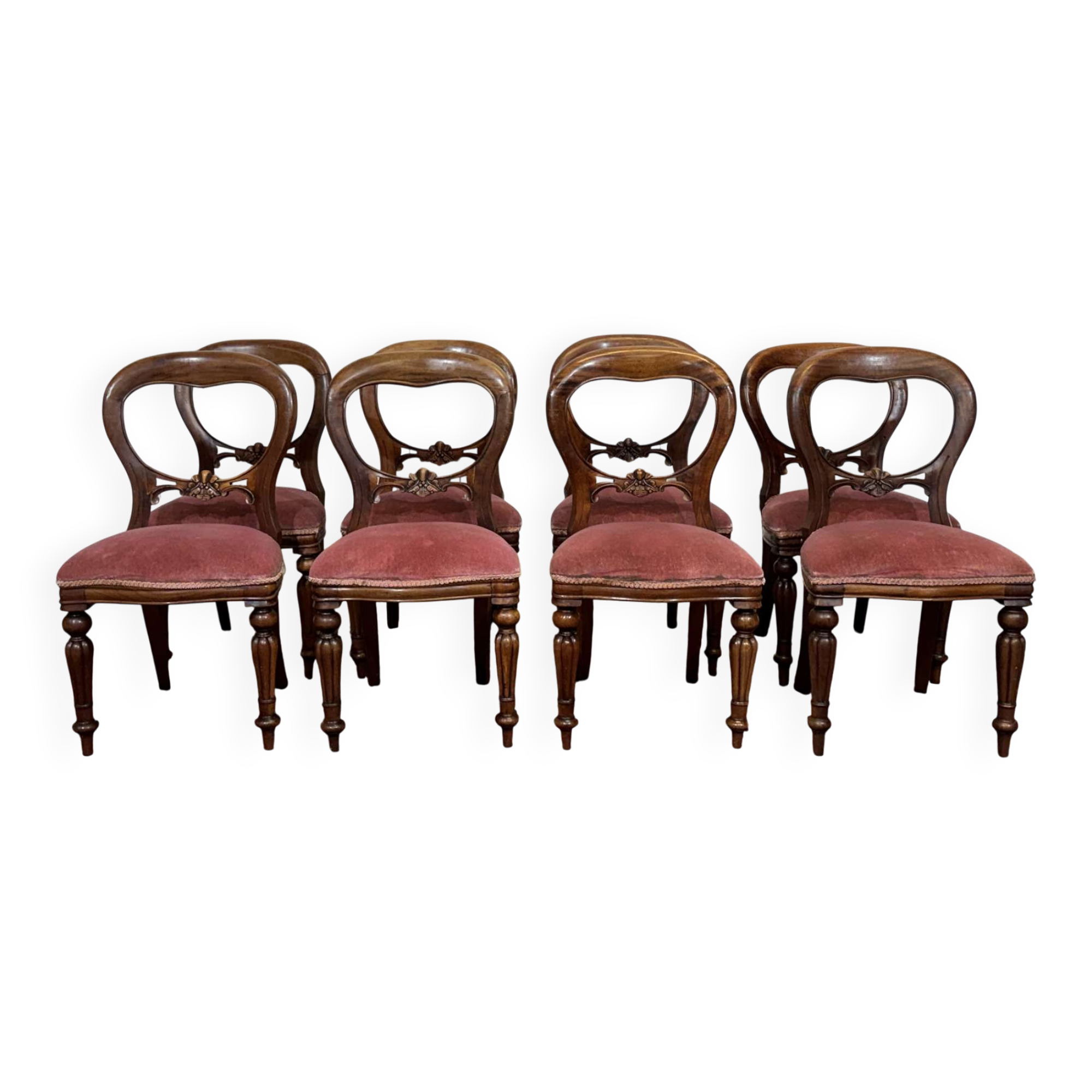 Suite de 8 chaises anglaises en acajou de style Victorien
