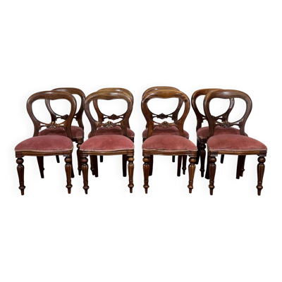 Suite de 8 chaises anglaises en acajou de style Victorien
