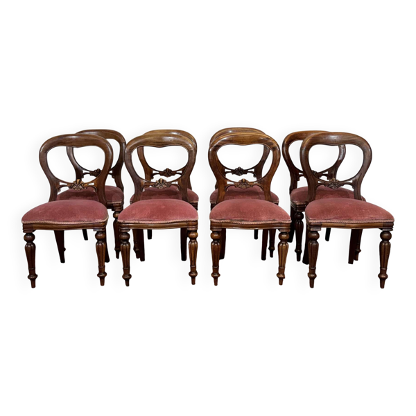 Suite de 8 chaises anglaises en acajou de style Victorien