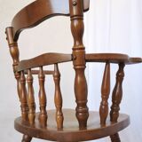 Vintage Beech Wood Windsor Dining Chair - 1970s Captains Armchair