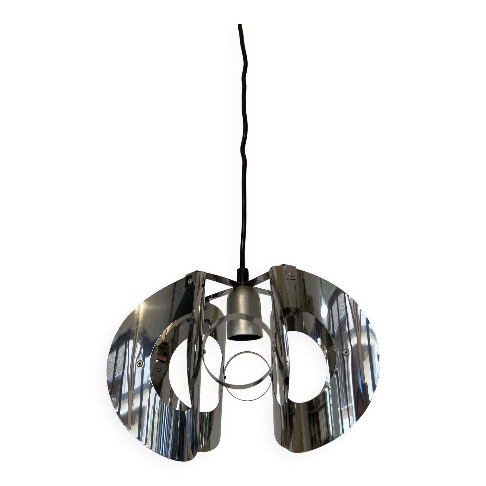 space age chrome metal suspension