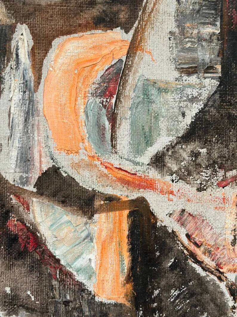 Swedish Original Oil on Canvas – "Abstract Composition" by Eivor Lindberg – 1967 – Signed – Vintage and Framed – 68 × 52 cm (26.8 in × 20.5 in)