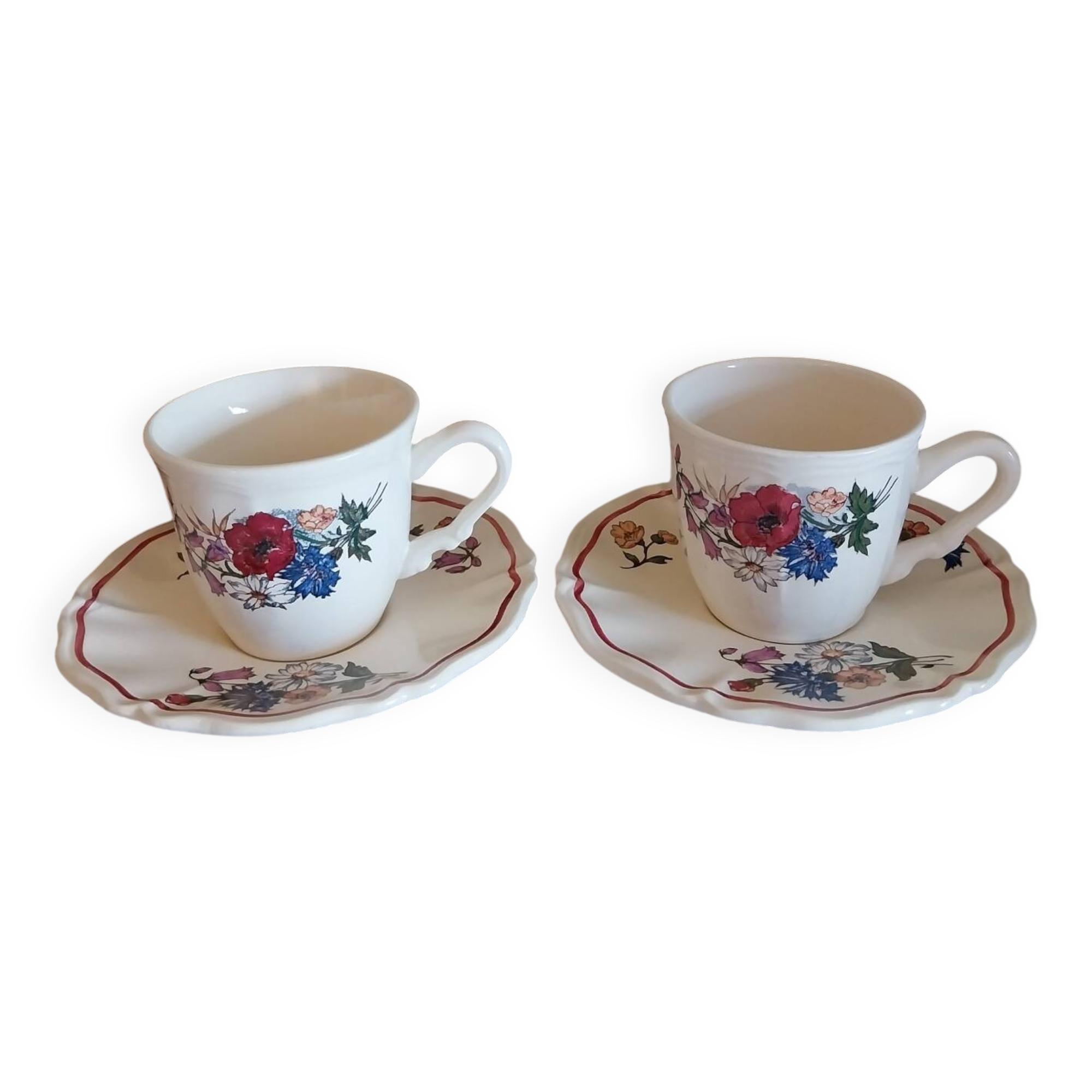 Sarreguemines coffee cups and saucers, Agreste model