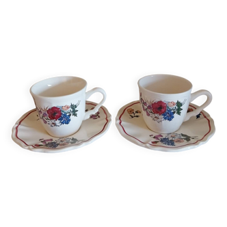 Sarreguemines coffee cups and saucers, Agreste model