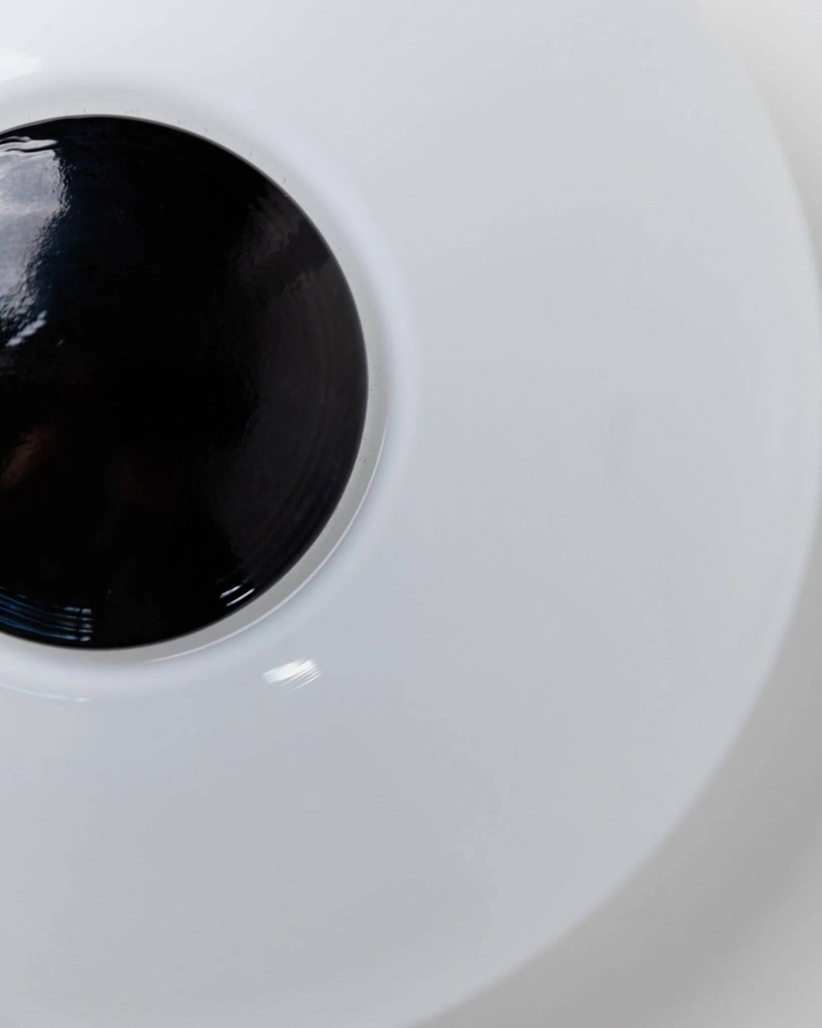 2 Vintage Murano Glass Lamps - White Opaline with Black Inset, Wall/Ceiling, 1980s Memphis Design