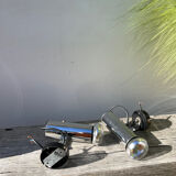 Pair of chrome metal wall lights from the 1970s.