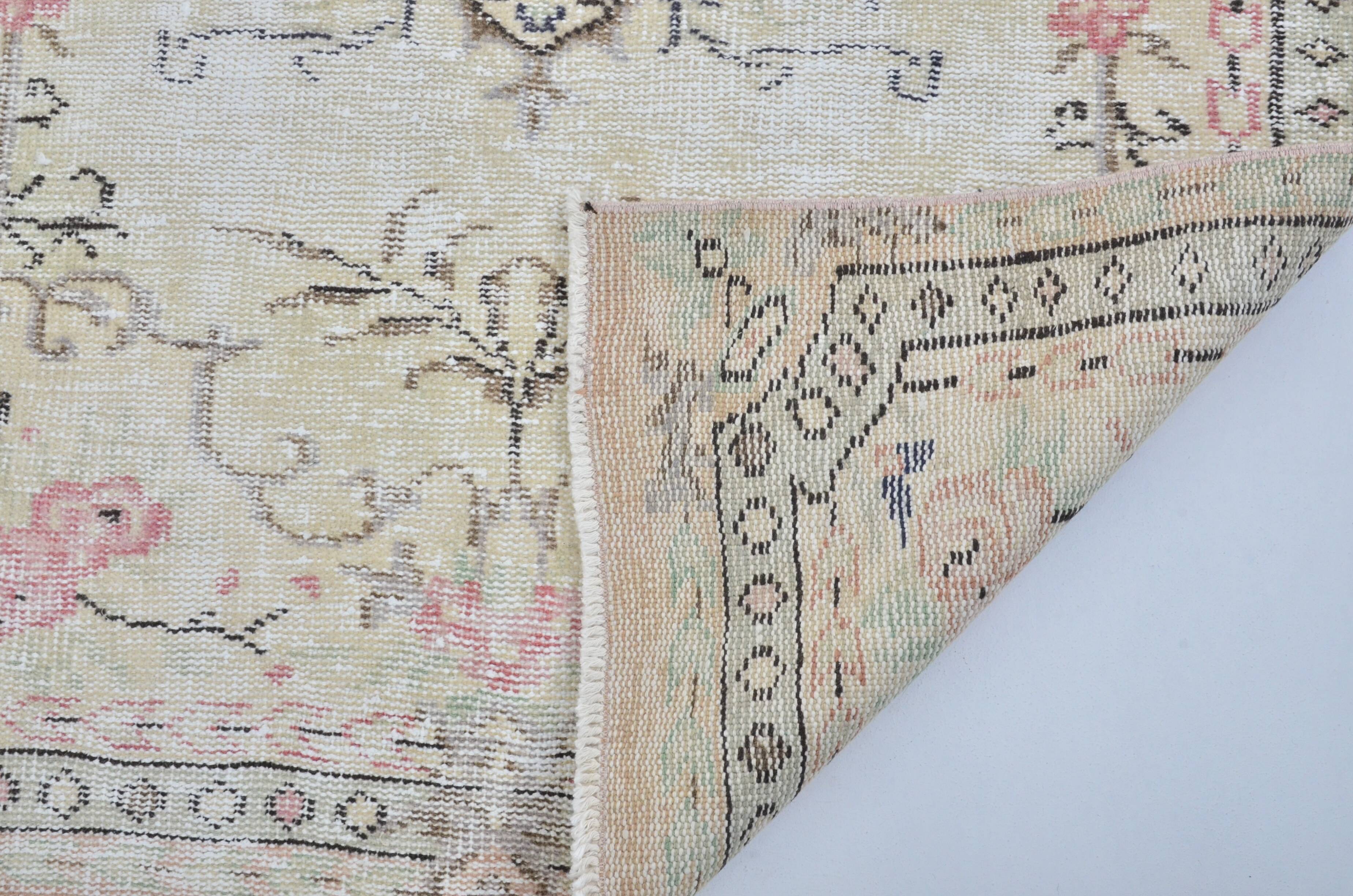 Beige & Pink Oushak Turkish Carpet sku 3258