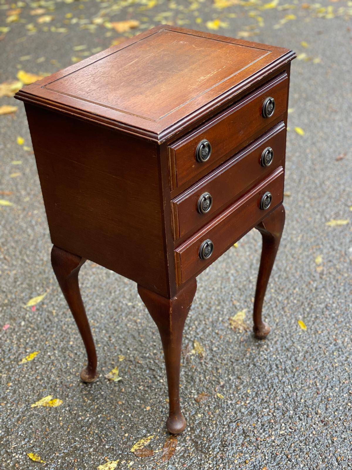 English Chippendale wooden bedside table