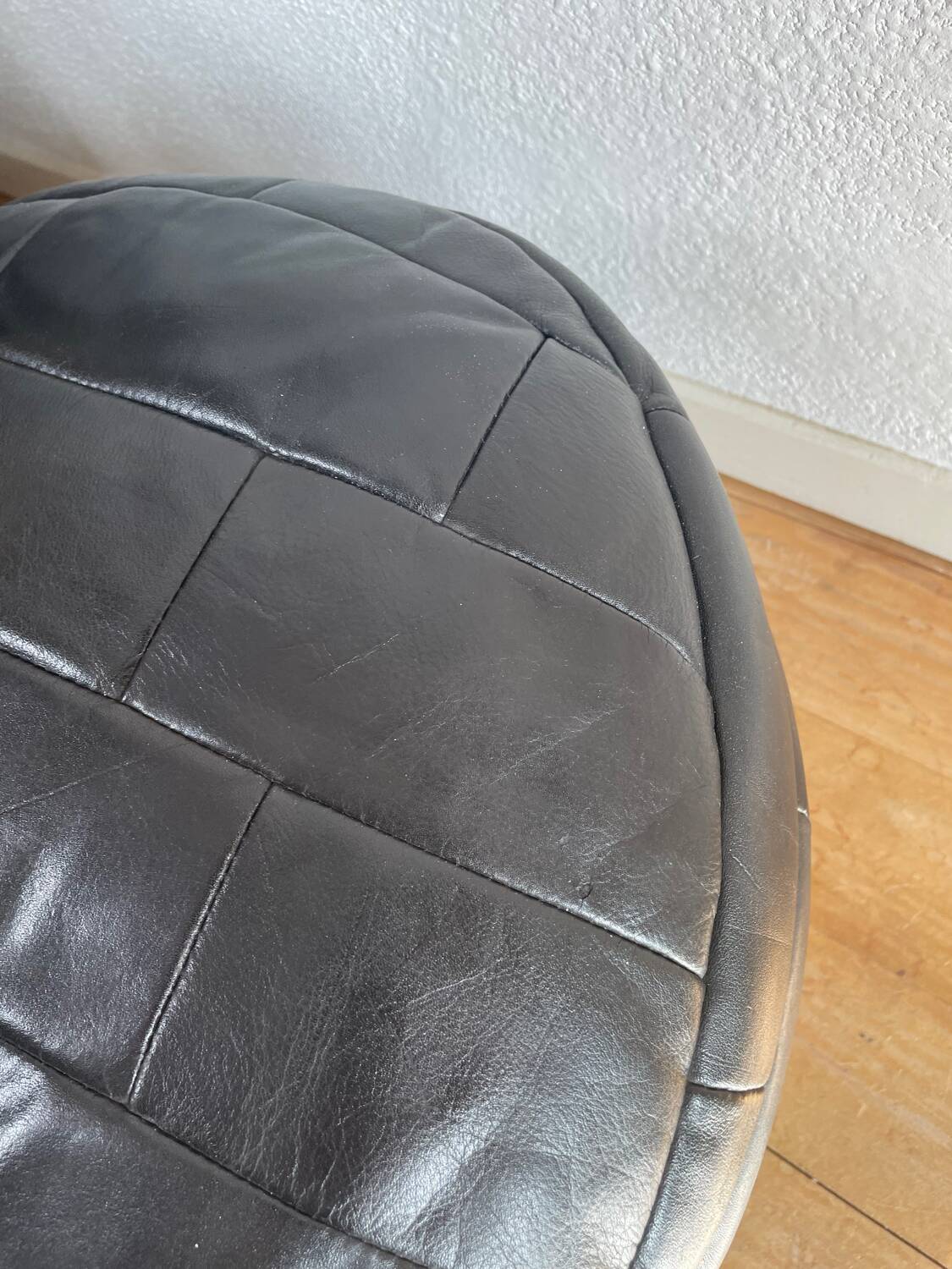 Pouf / Footrest black patchwork leather De Sede