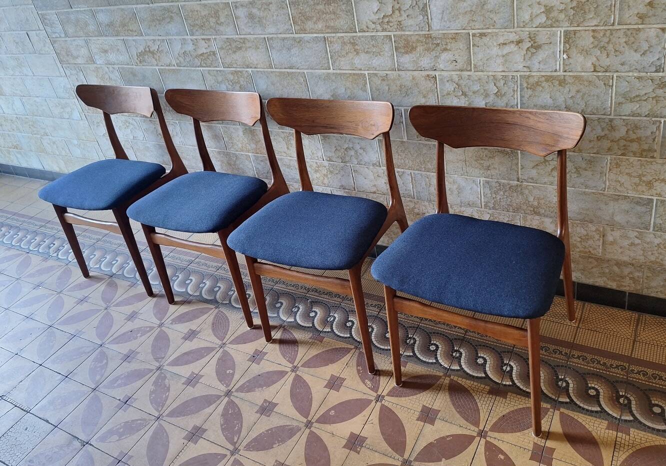 Set of Schionning and Elgaard teak dining chairs, Denmark 1960s