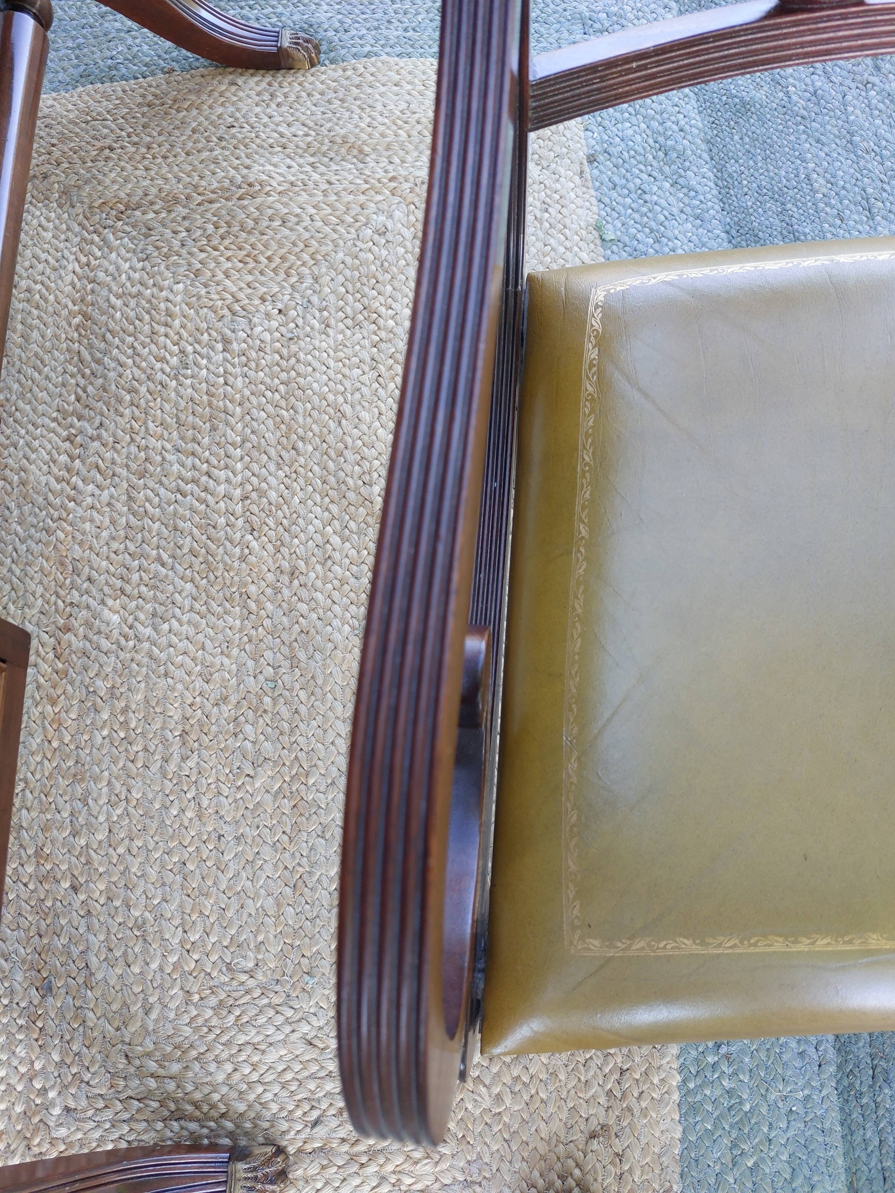 English desk and lyre chair, leather, extensions.