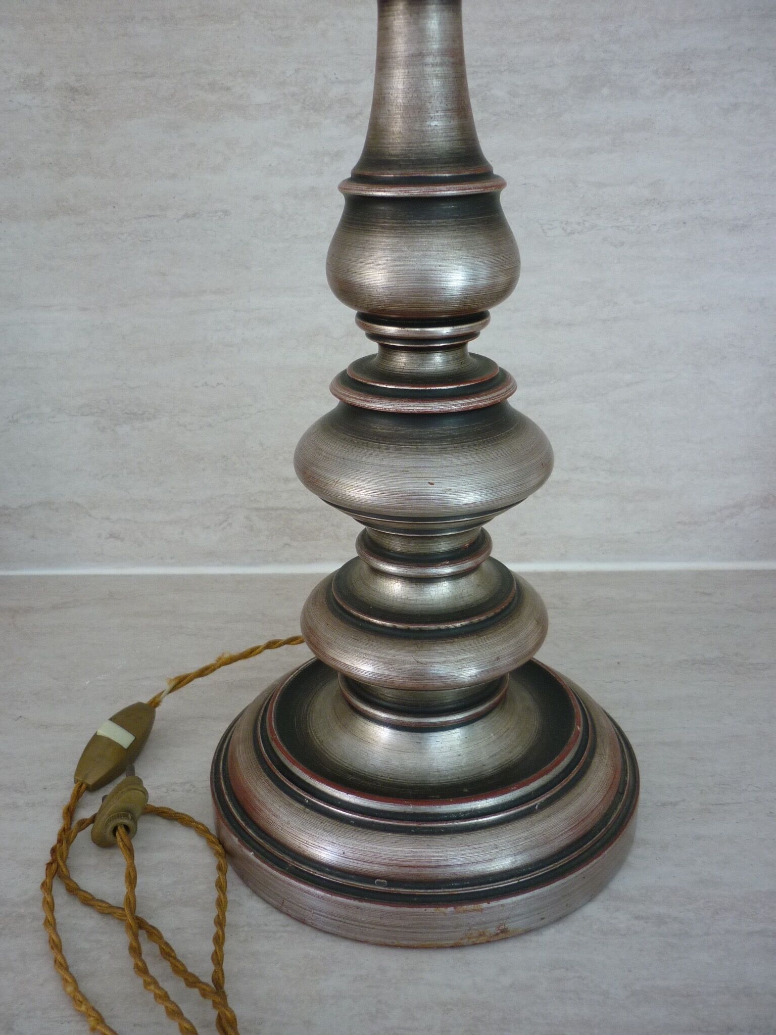 Old turned wooden lamp foot