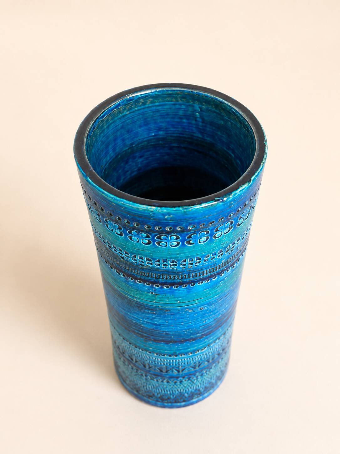 Large Rimini Blue Vintage Vase Italy - Bitossi - Aldo Londi 31 cm