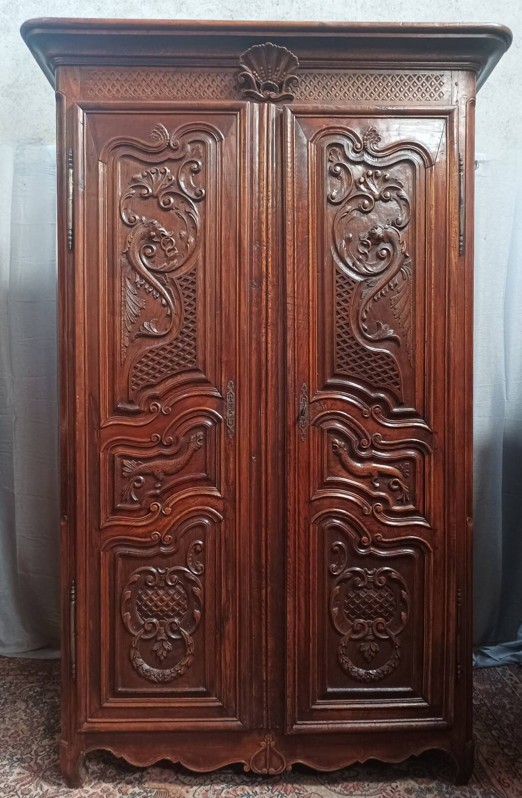 19th-century oak Renaissance wardrobe