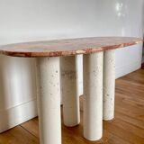 Pink marble and concrete coffee table