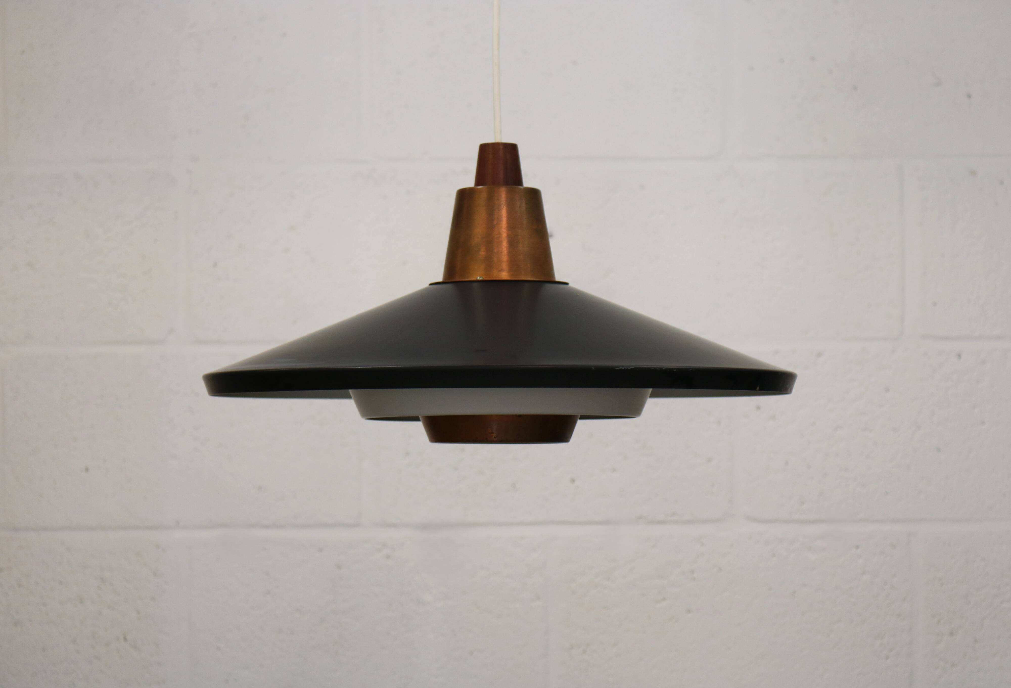 Rare Mid-Century Danish design lamp ,1960s -black&white metal& solid copper