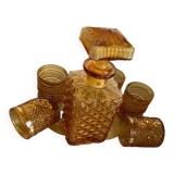 Vintage Italian liqueur service in amber glass – "Pointe de" work