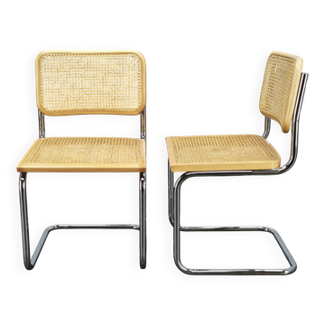 Pair of Italian Cesca Cantilever Chairs after Marcel Breuer, 1970s