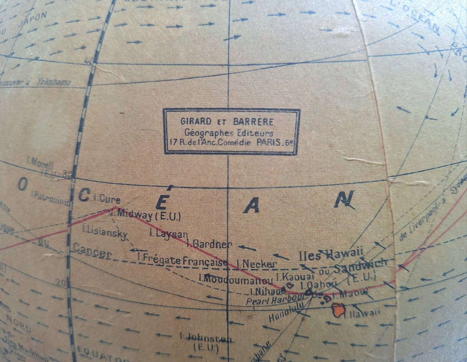 Vintage world map, old illuminated planisphere, terrestrial globe